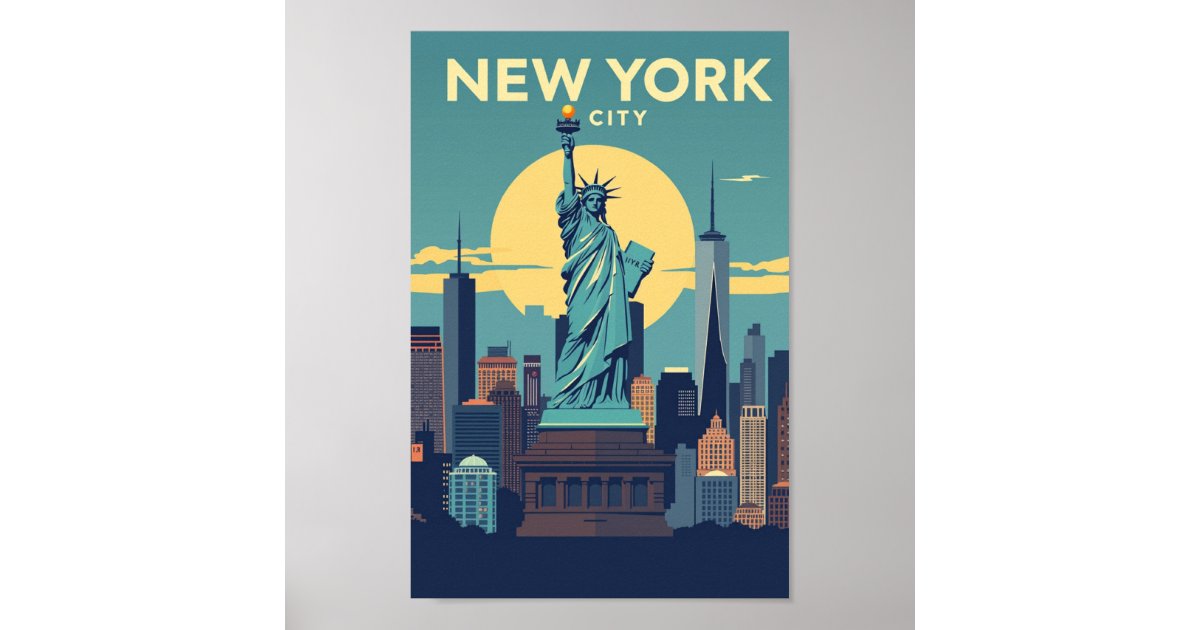 New York City Statue of Liberty Travel Vintage Poster | Zazzle