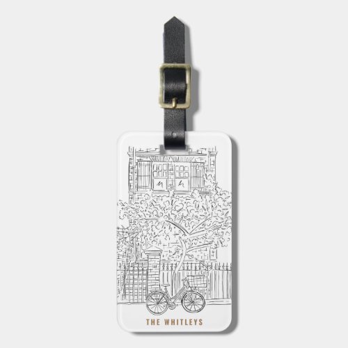 New York City Stoop Black and White Luggage Tag