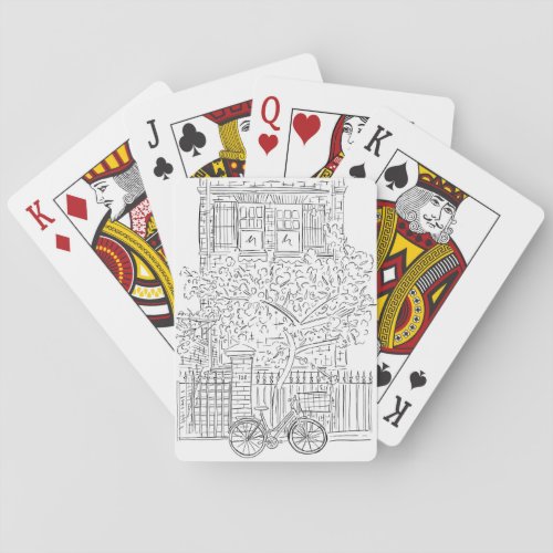 New York City Stoop Black and White Playing Cards