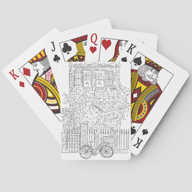 New York City Stoop Black and White Playing Cards (Back)