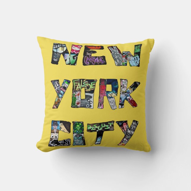 New York City Street Art Throw Cushion (Front)