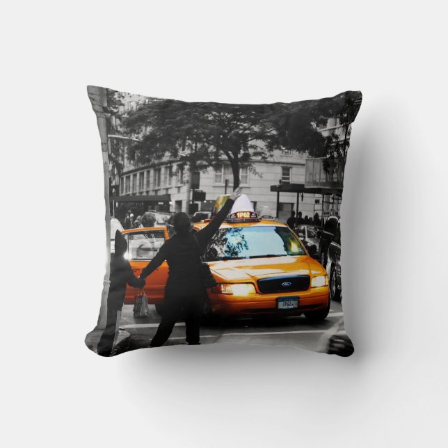 New York City Street Scene Throw Pillow (Front)