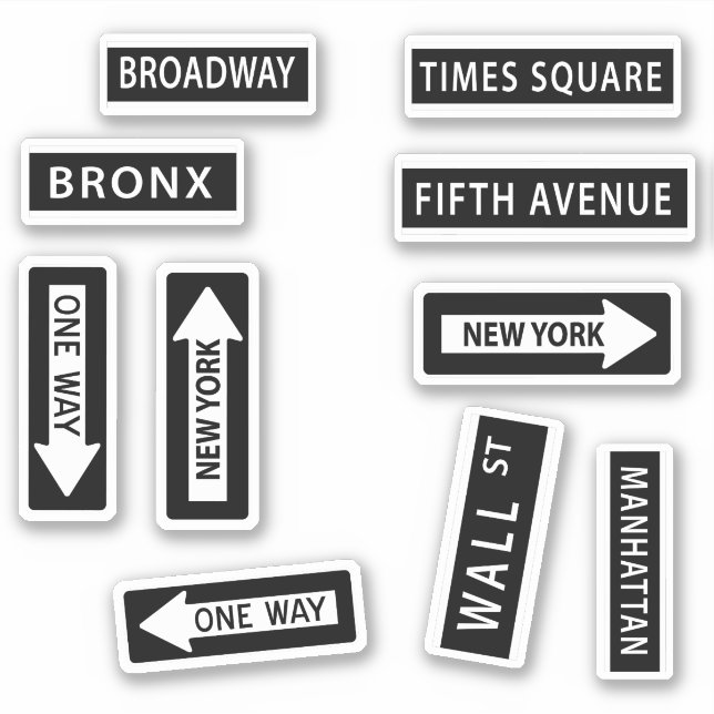 New York City Street Signs Set Sticker (Front)