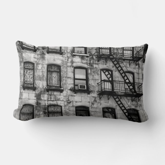 New York City Street Urban Photo Lumbar Pillow (Front)