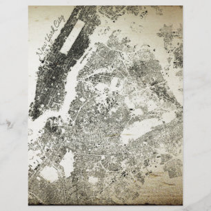 New York City Streets and Buildings Vintage Map