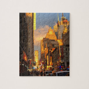 New York City Sunset Midtown Theatre District NYC Jigsaw Puzzle