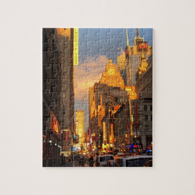 New York City Sunset Midtown Theatre District NYC Jigsaw Puzzle (Vertical)