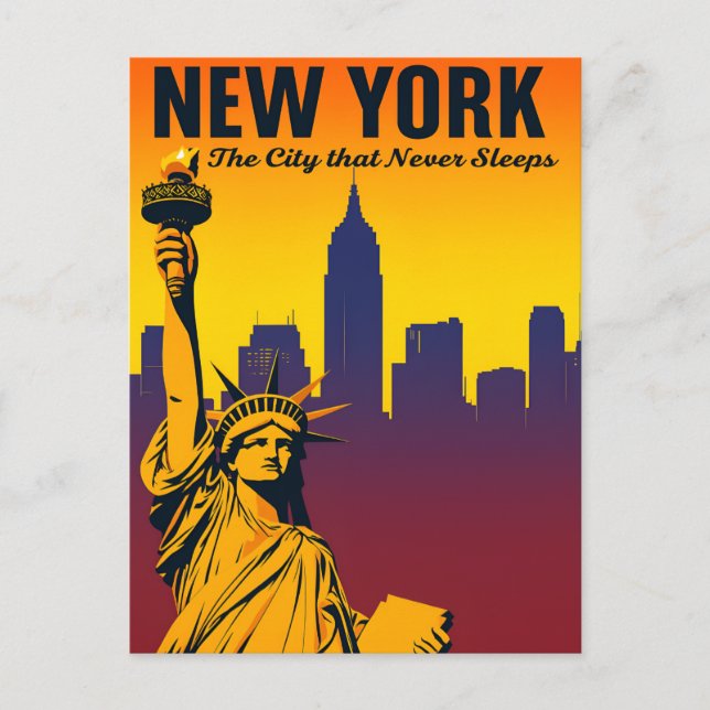 New York City Sunset Skyline Postcard (Front)