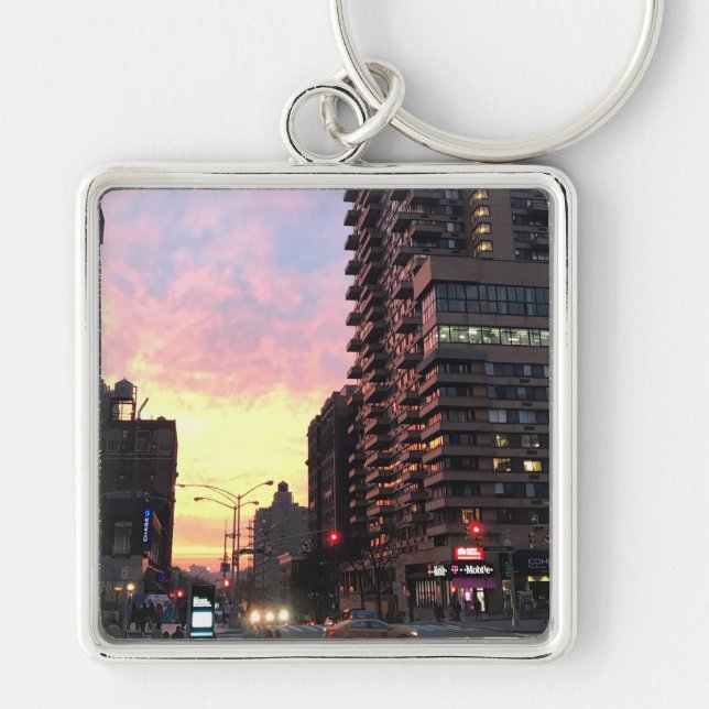New York City Sunset Upper West Side Buildings NYC Keychain (Front)