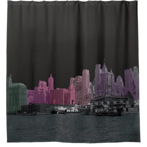 NEW YORK CITY SYLINE 1930S YOUR BACKGROUD COLOR SHOWER CURTAIN