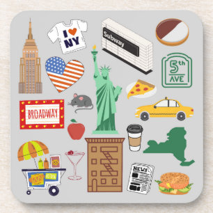 New York City Symbols Beverage Coaster