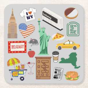 New York City Symbols Square Paper Coaster