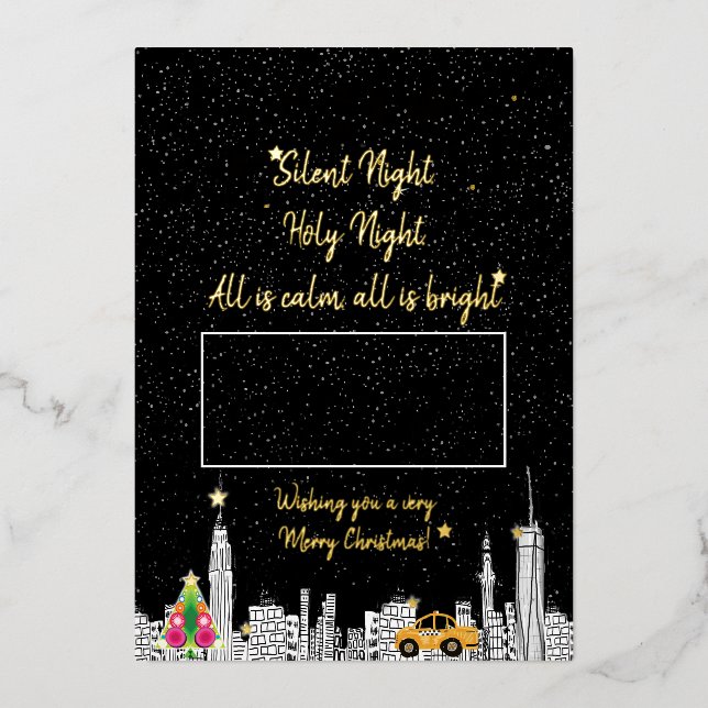 New York City Taxi City Christmas Card With Photo (Front)