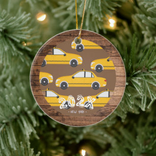 New York City Taxi Custom Name- Year  Ceramic Ornament