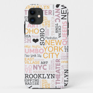 New York City text typography pattern iPhone 11 Case