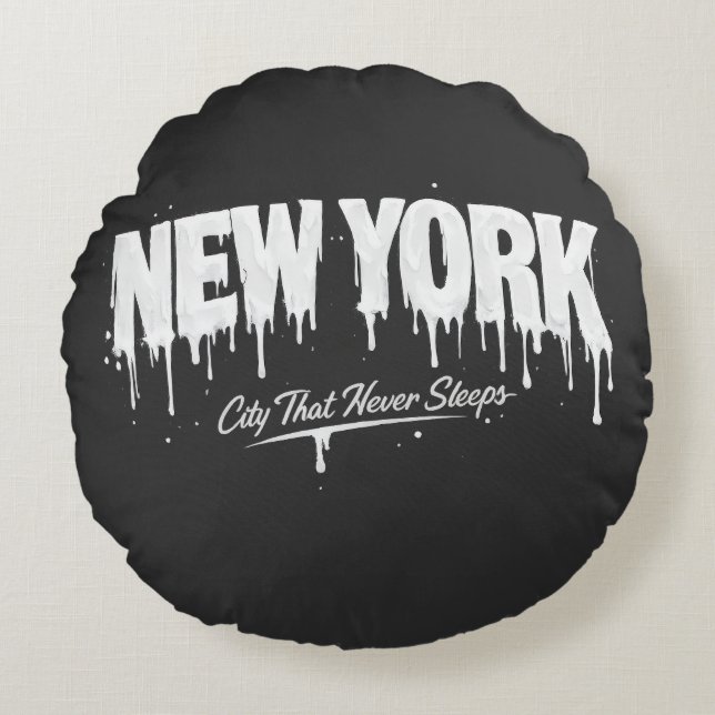 New York City That Never Sleeps Round Pillow (Front)