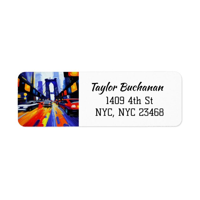 New York City Themed Busy City Streets Label (Front)