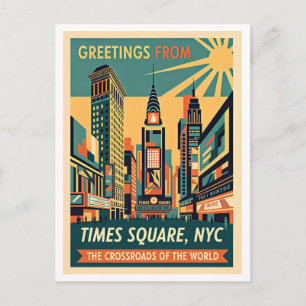 New York City Times Square Retro Postcard