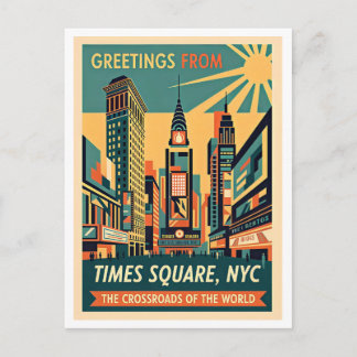 New York City Times Square Retro Postcard