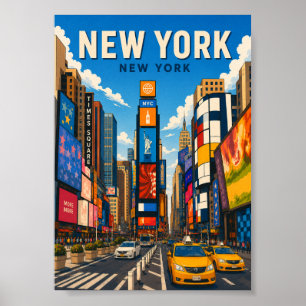 New York City Times Square Vibrant Street View Poster
