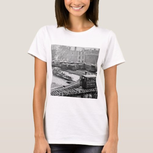 New York City Train on Elevated Railroad Yonkers T_Shirt