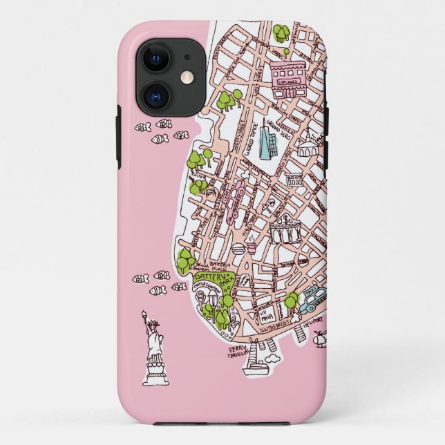 New York City travel map iphone case (Back)