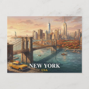 New York City Travel Postcard Brooklyn Bridge