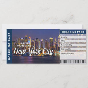 New York City Trip Surprise Boarding Pass Card