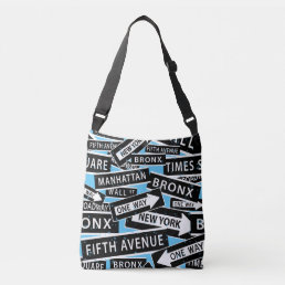New York City Typographic Blue Crossbody Bag