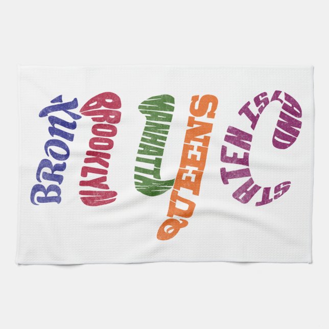 New York City Typographic NYC Initials Kitchen Towel (Horizontal)