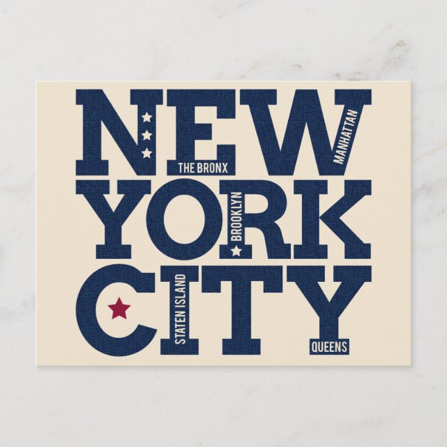 New York City Typography postcard (Front)