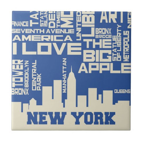 New York City Typography Poster Ceramic Tile