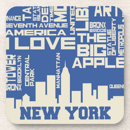 New York City Typography Poster Drink Coaster