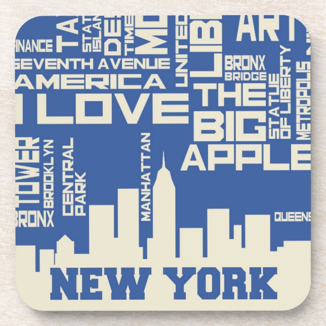 New York City Typography Poster Drink Coaster (Front)