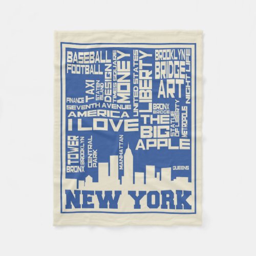 New York City Typography Poster Fleece Blanket