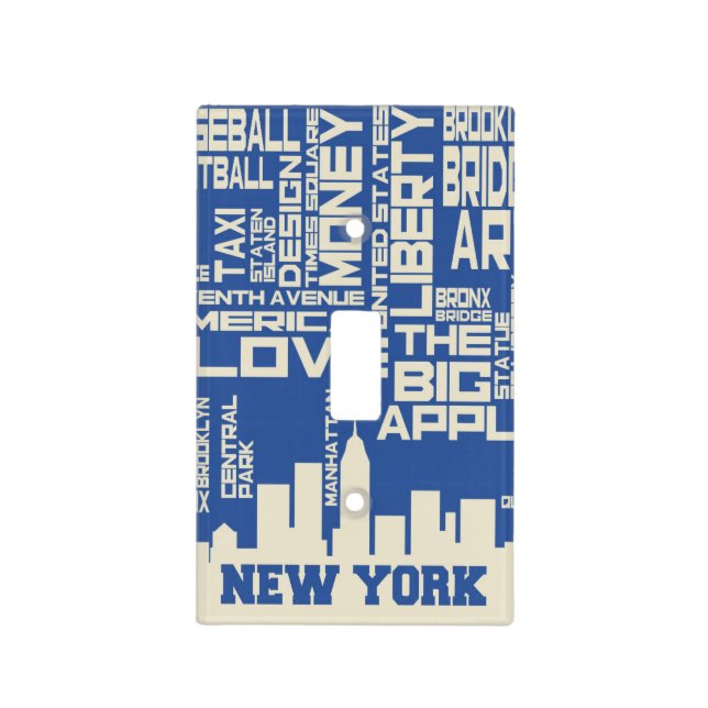 New York City Typography Poster Light Switch Cover (Front)