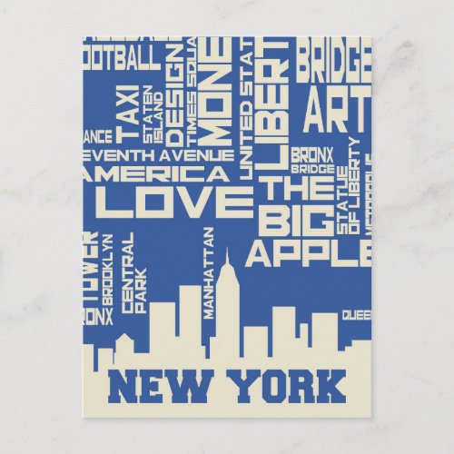 New York City Typography Poster Postcard