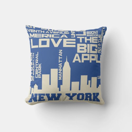 New York City Typography Poster Throw Pillow