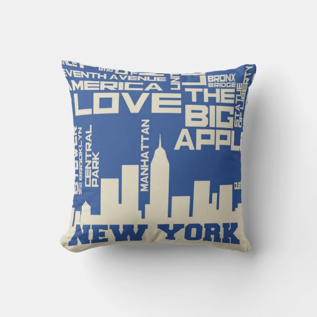 New York City Typography Poster Throw Pillow (Front)