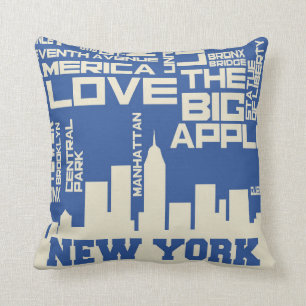 New York City Typography Poster Throw Pillow