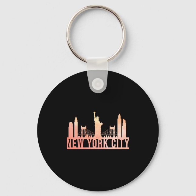 New York City Usa Cityscape Skyline Funny Gift _1  Keychain (Front)