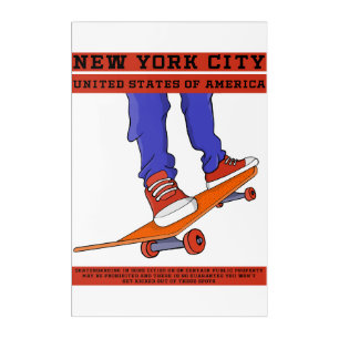 New York City, USA Cool Skateboard Acrylic Print