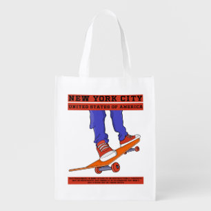 New York City, USA Cool Skateboard Grocery Bag