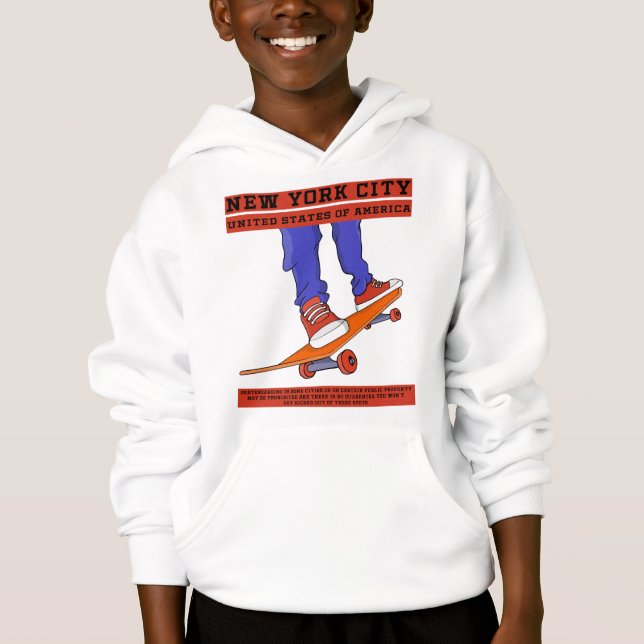 New York City, USA Cool Skateboard Hoodie (Front)