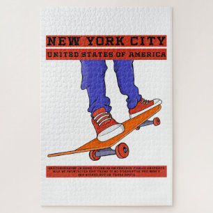New York City, USA Cool Skateboard Jigsaw Puzzle