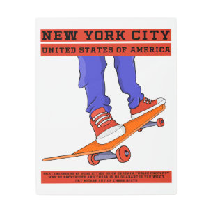 New York City, USA Cool Skateboard Metal Print