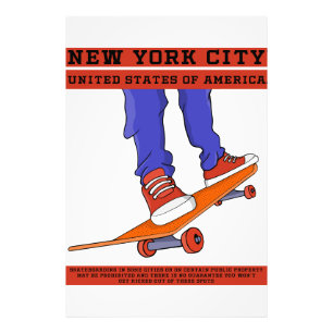 New York City, USA Cool Skateboard Photo Print