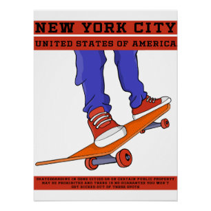 New York City, USA Cool Skateboard Poster