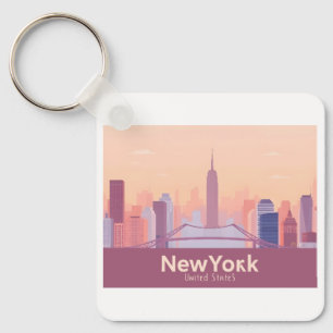 New York City USA Pastel Travel Keychain