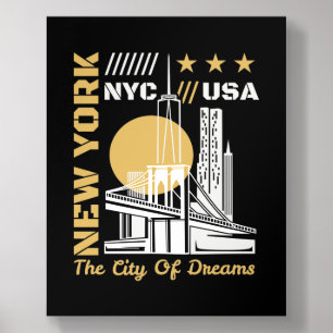 New York City USA Skyline Travel Graphic Design Acrylic Photo Tile